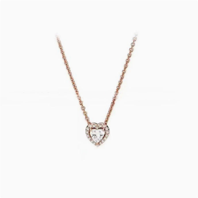 925 Silver Color Diamond Inlaid Necklace With White Copper Electroplating