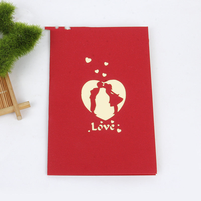 3D 3D Greeting Card Paper Carving Card Creative 3D Lover Greeting Card Fashion Love Blessing Card Customizable