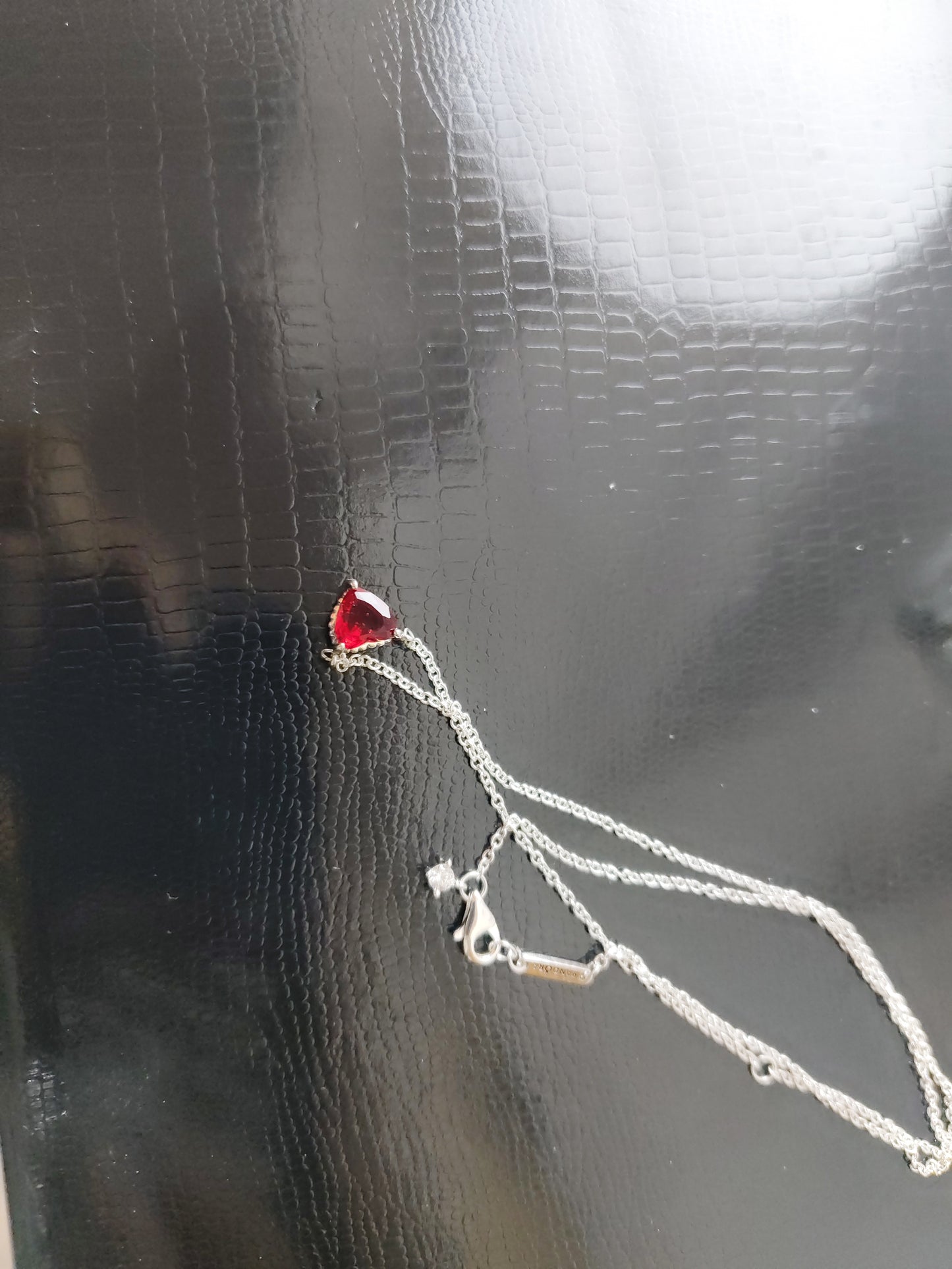 925 Silver Color Diamond Inlaid Necklace With White Copper Electroplating