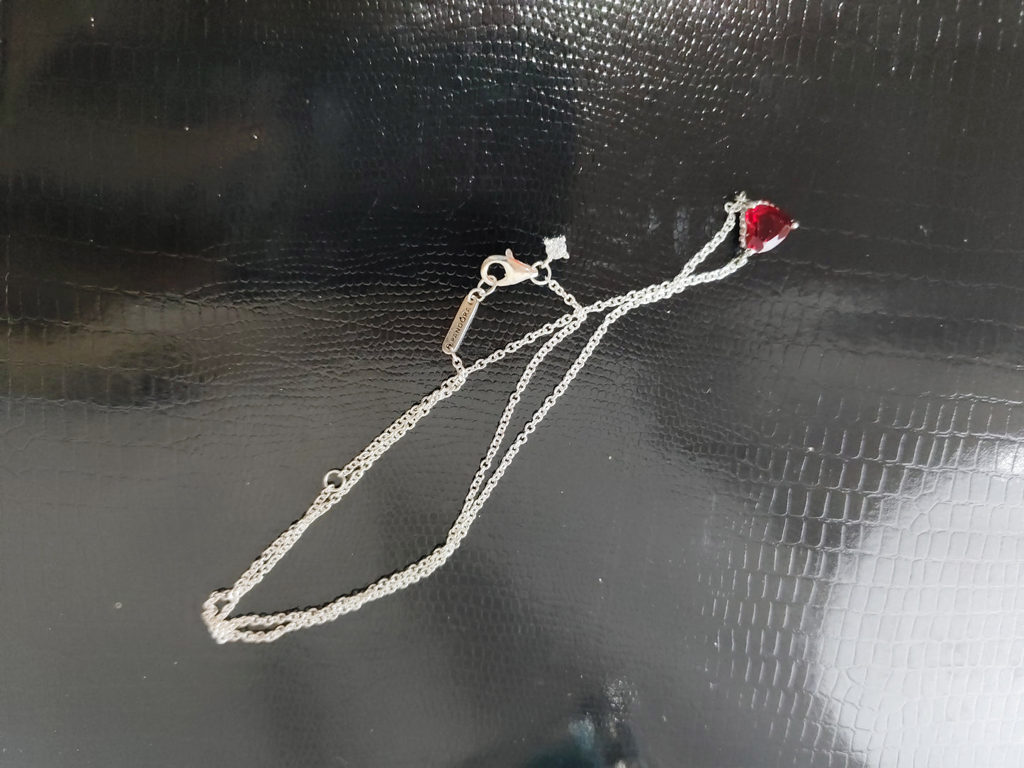 925 Silver Color Diamond Inlaid Necklace With White Copper Electroplating