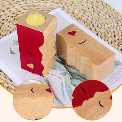2PCS Set Kissing Candle Holder For Him Him Best Friend Romantic Anniversary Gift For Women Girls Wooden Candle Holder