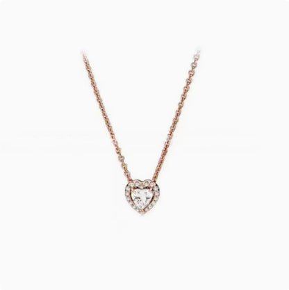 925 Silver Color Diamond Inlaid Necklace With White Copper Electroplating