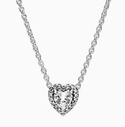 925 Silver Color Diamond Inlaid Necklace With White Copper Electroplating