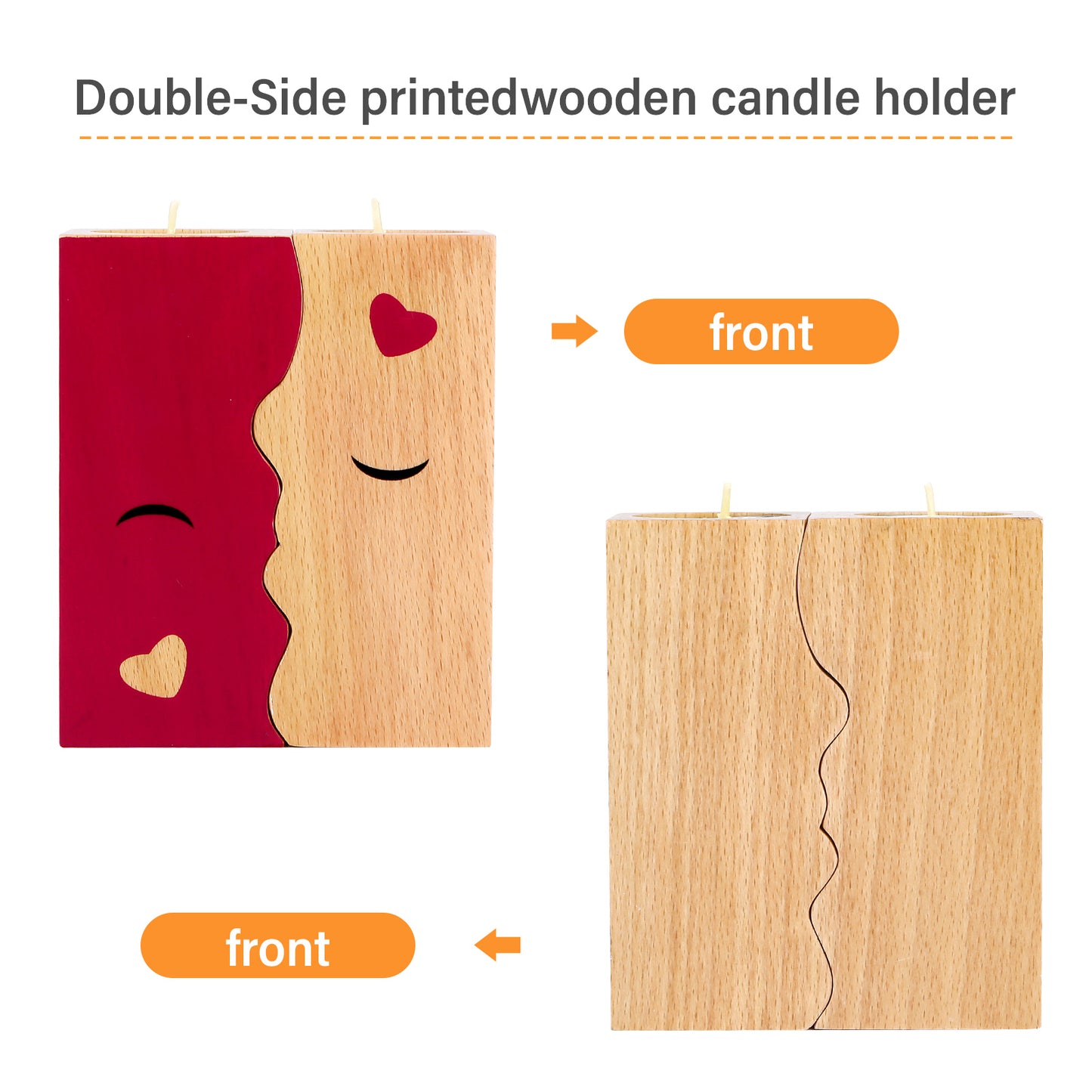 2PCS Set Kissing Candle Holder For Him Him Best Friend Romantic Anniversary Gift For Women Girls Wooden Candle Holder