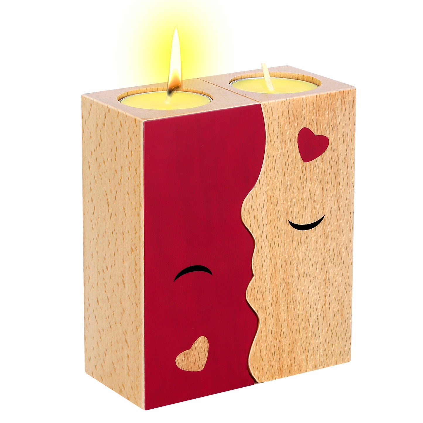 2PCS Set Kissing Candle Holder For Him Him Best Friend Romantic Anniversary Gift For Women Girls Wooden Candle Holder